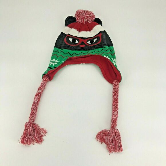 Unbranded Kids Beanie Hat Holiday Christmas Animal Glasses One Size  - Picture 1 of 3